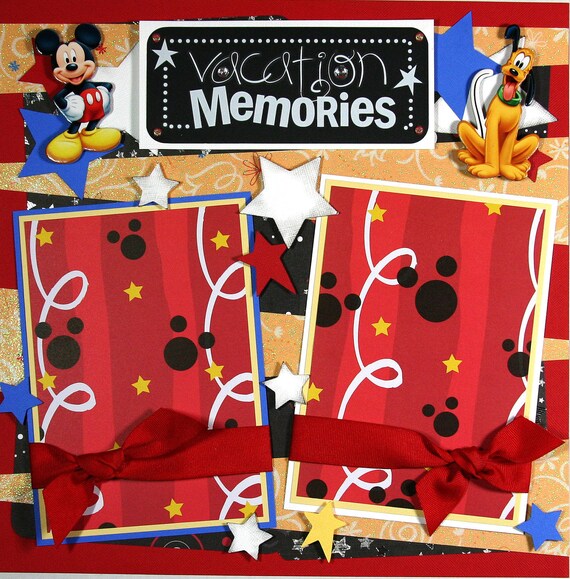 12 x 12 Premade Scrapbook Layout Boy or Girl -- Disney Vacation -- Mickey Mouse -- Disneyworld -- Magic Kingdom -- Disneyland -- Pluto
