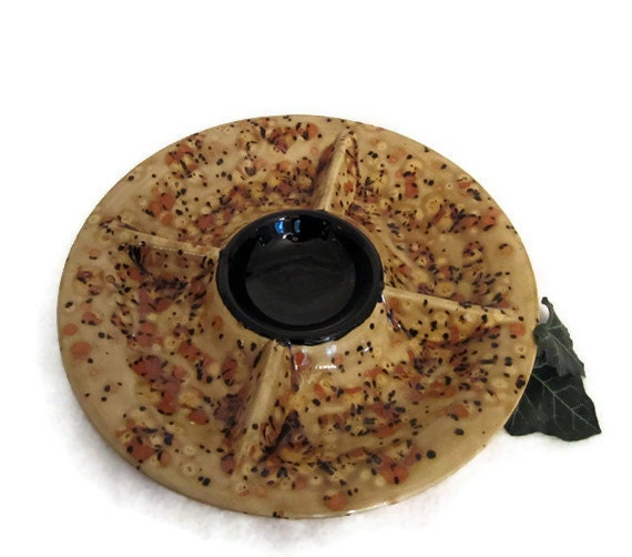 Serving Platter - 5 Section Round - Golden Brown and Copper