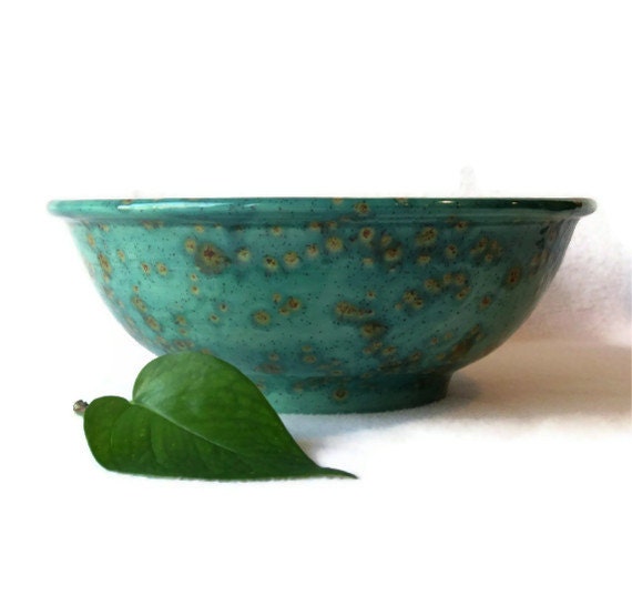 Hand Painted Ceramic Bowl in Teal Blue and Copper Brown - miasorellagifts