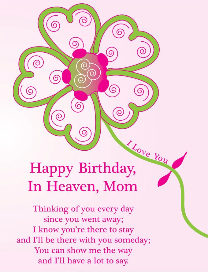 Items Similar To Happy Birthday Card To A Deceased Mom In Pink And Mint 