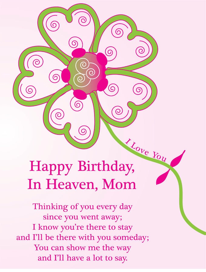 Items similar to Happy Birthday Card To A Deceased Mom in Pink and Mint 