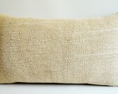 Sukan / Hand Woven Vintage Hemp Kilim Pillow Cover, Bolster Pillow Cover Lumbar Pillow Cover