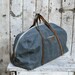 Waxed Canvas Weekender: Slate, antique military leather.