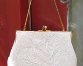 Bridal White vintage beaded purse, optional clutch