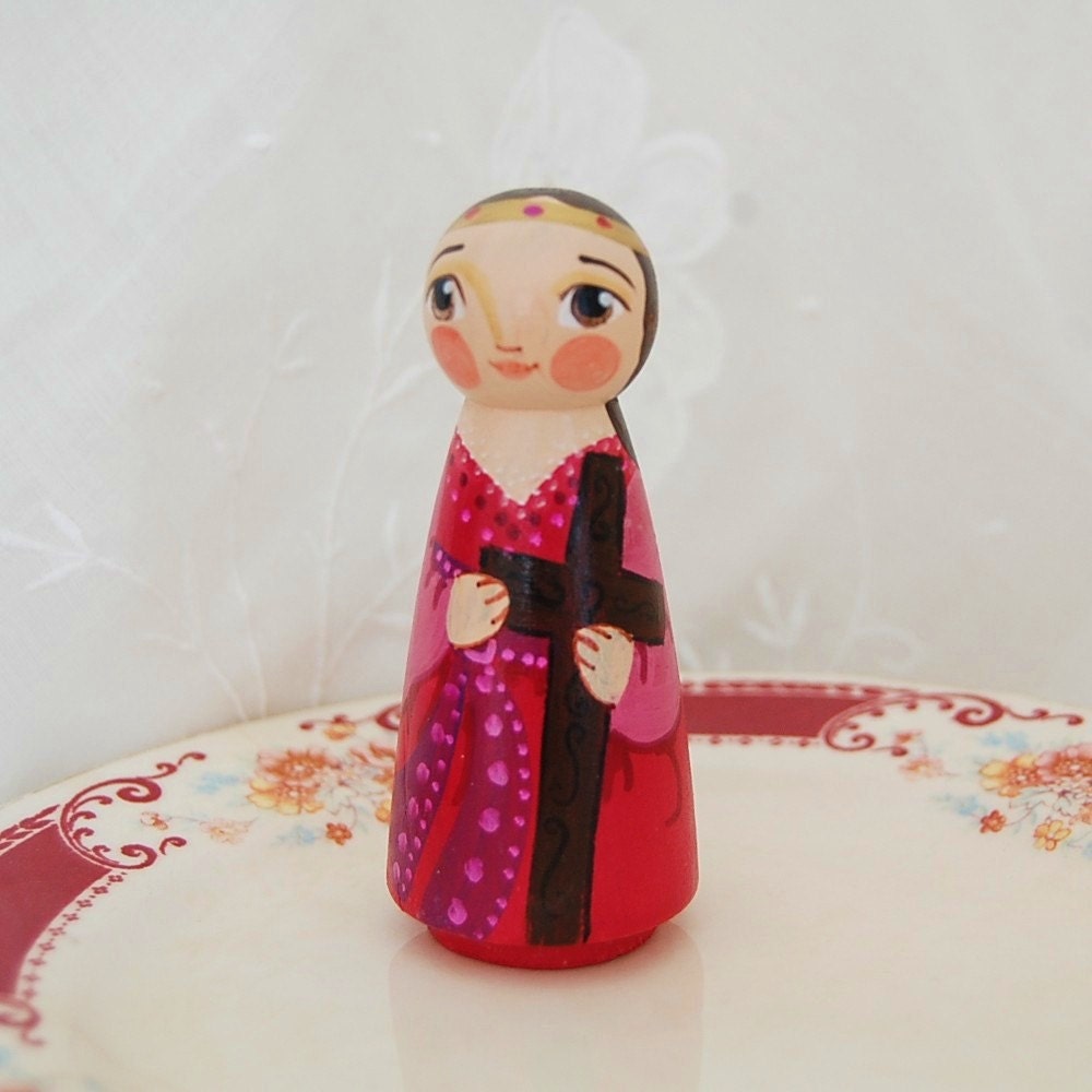 St Julia Catholic Saint Doll - Wooden Toy - Made to Order