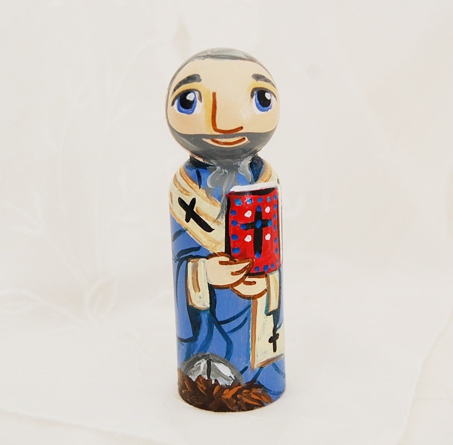 Pope Saint Leo the Great - Catholic Saint Doll - Wooden Toy - Made to Order