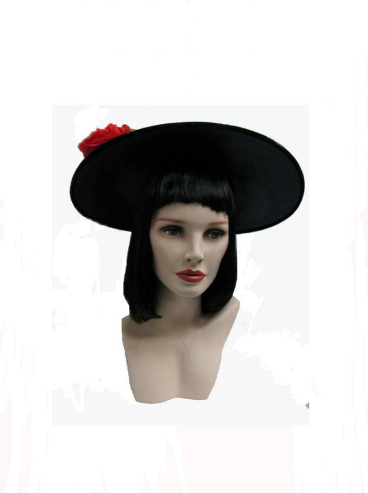 Vintage Womens Hat 1950s It's A Beautiful Day  Red Rose Ladies Summer Bonnet
