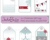 Instant download Christmas Gift Tags x 6 PDF/ PNG download/printable Personal and Small commercial use