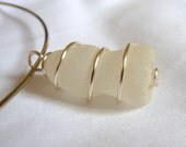 White sea glass choker,  silver, handmade
