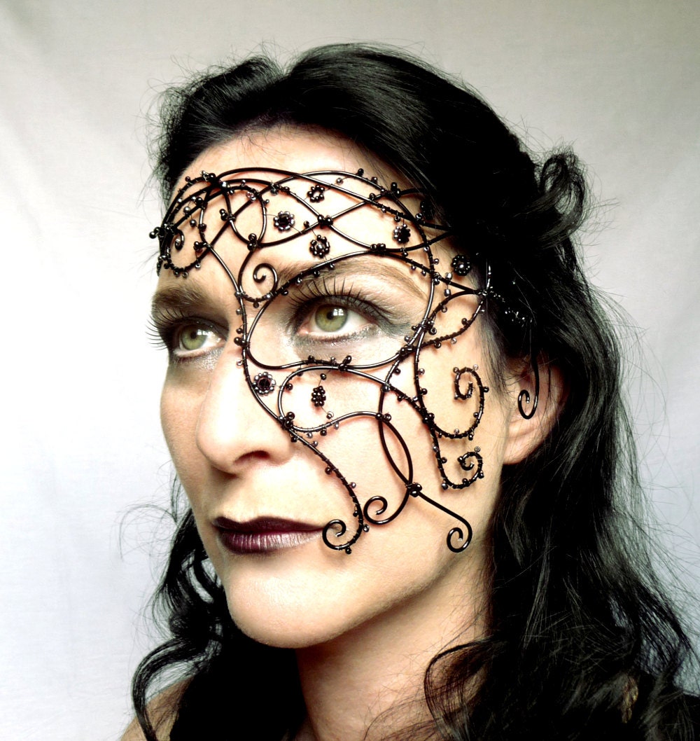 Purple and black vine half mask, handmade, halloween