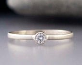Custom Order for Joseph  - White Gold Diamond Ring - Thin Engagement Ring with a 3mm Diamond in solid 14k white or yellow gold