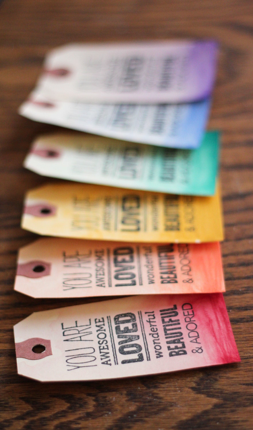 Water Color Gift Tags, NEW COLORS, Set of 6