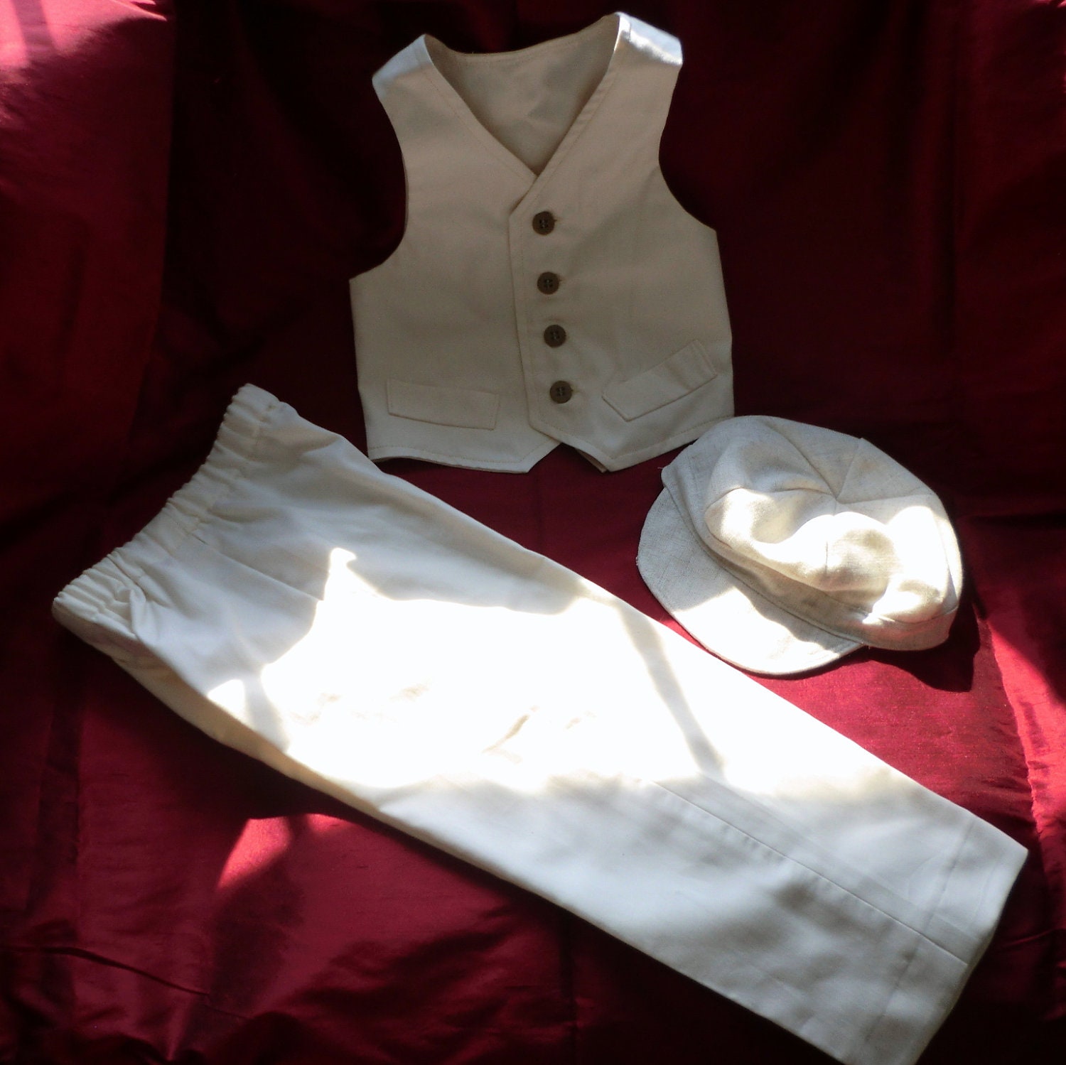 Ring Bearer Outfit with Pants, Vest and Newsboy Cap up to Size 4T