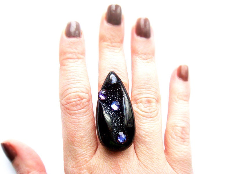 Black Titanium Druzy Ring