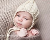 Beige or ANY color newborn ribbed bonnet/ gnome hat