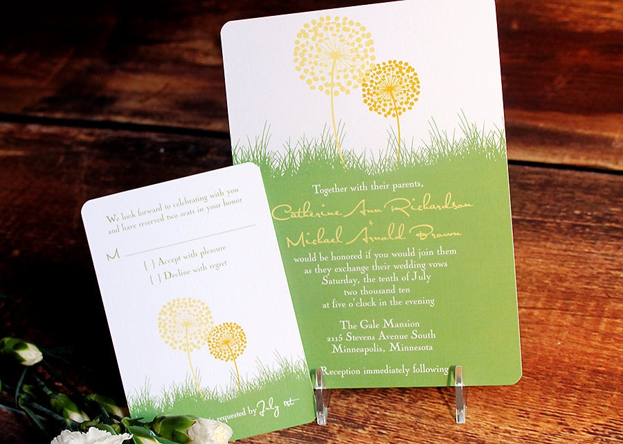 Dandelion Wedding Invitation Set Deposit