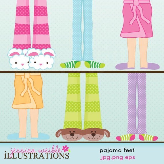 Pajama Feet Cute Digital Clipart for Card Design, Scrapbooking, and Web Design Il_570xn