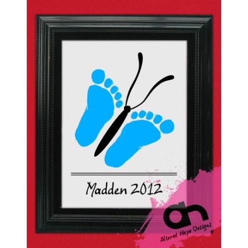 DIY Butterfly Infant Foot print Printable grandparent gift