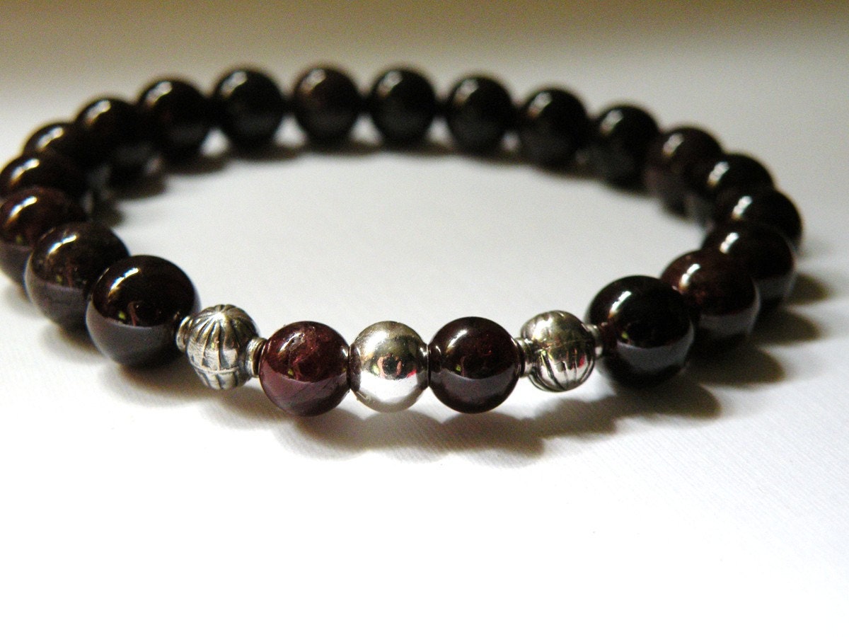 Bordeaux - Rich Garnet Sterling Silver Bracelet - Handcrafted - Fall Collection - Bali Silver