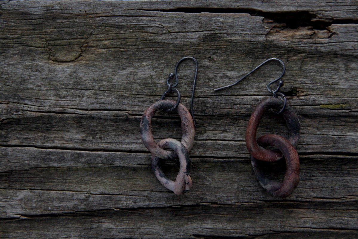 Raised from ashes - pit fired ceramic earrings on sterling silver