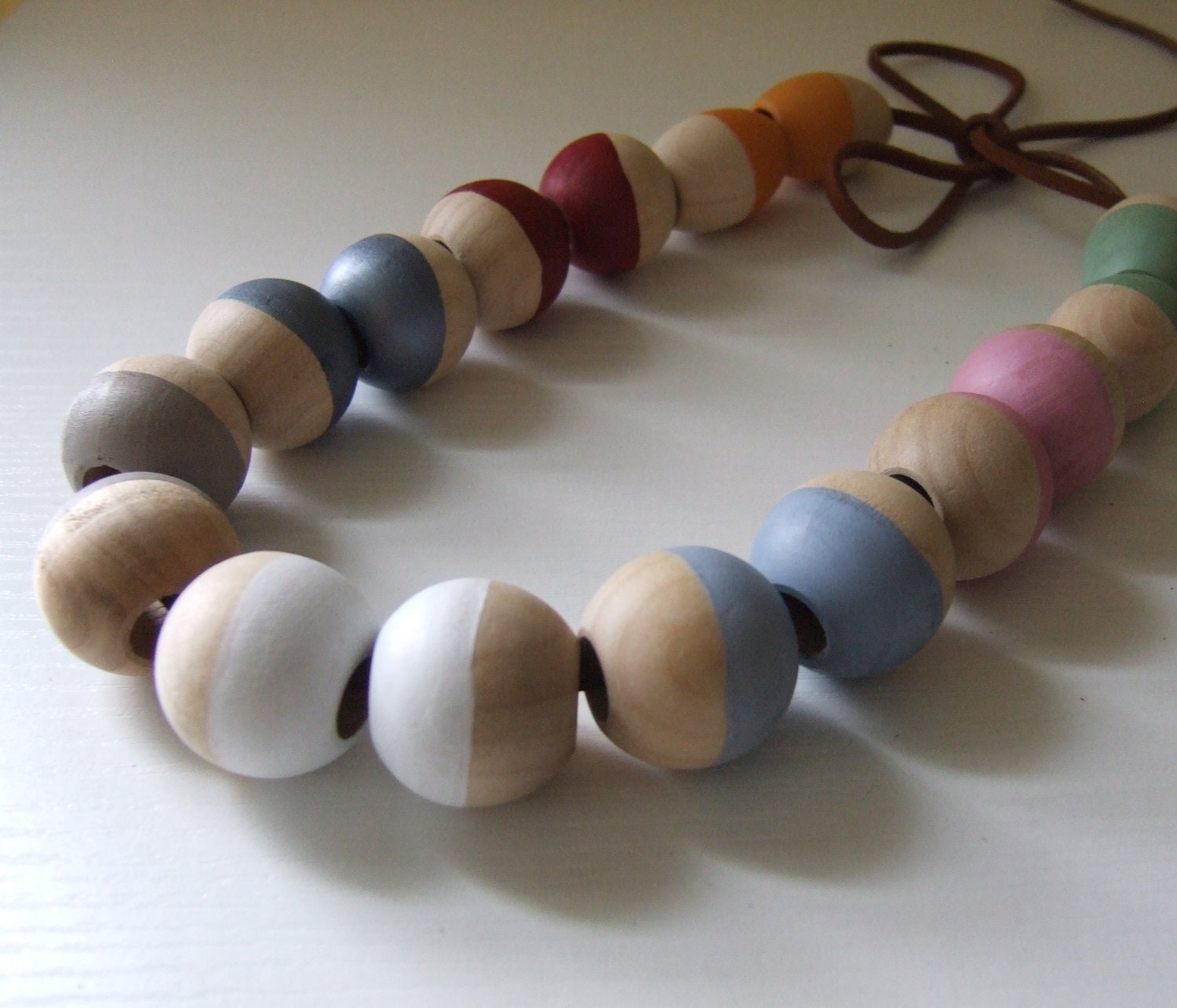 Travel Bead Lacing Game in Wood and Leather by mimiandlu