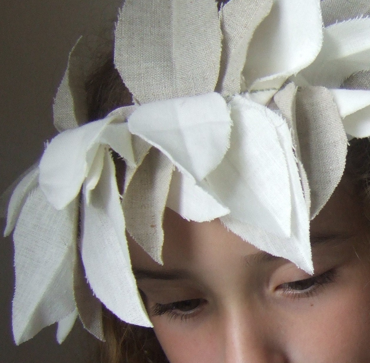 winter whites woodland costume headdress // linen and velveteen
