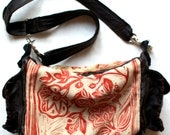 Red Flora Printed Leather Hip Bag Made to Order