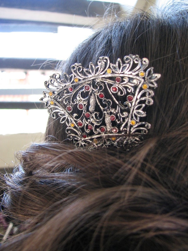 Rhinestone Hair Comb Spanish Style Art Nouveau