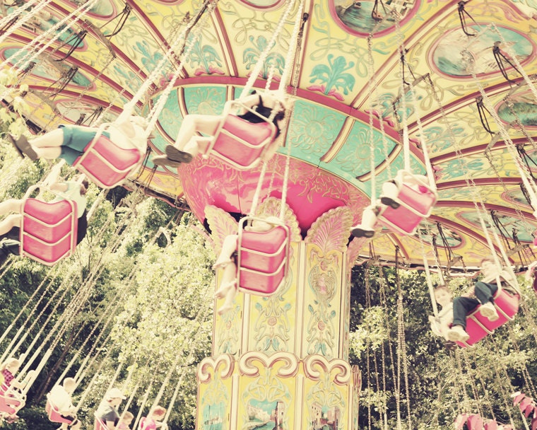 Girl Nursery art carnival swing photography shabby chic art yellow mint pink wall art girls room 8x10 fine art photograph