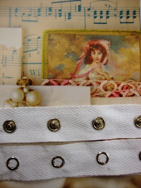 10 yards 3/4" width ( 25 snaps per yard and 1 1/2" between ) white cotton twill snap Tape By The Yard