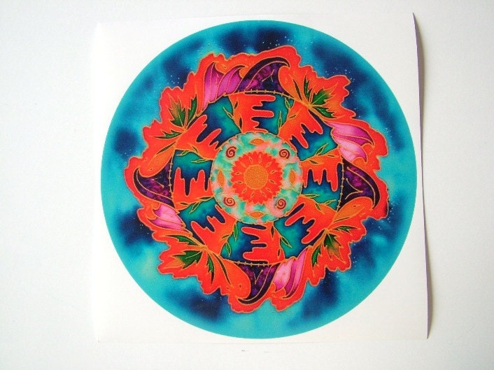 SALE: Large Orange and Blue Self Cling Mandala Window Stickers