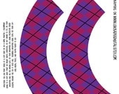 Printable Purple and Pink Argyle Cupcake Wrappers, Cupcake Wraps, Cupcake Decor, Party Supplies, Argyle Birthday Party Cupcakes, Baby shower
