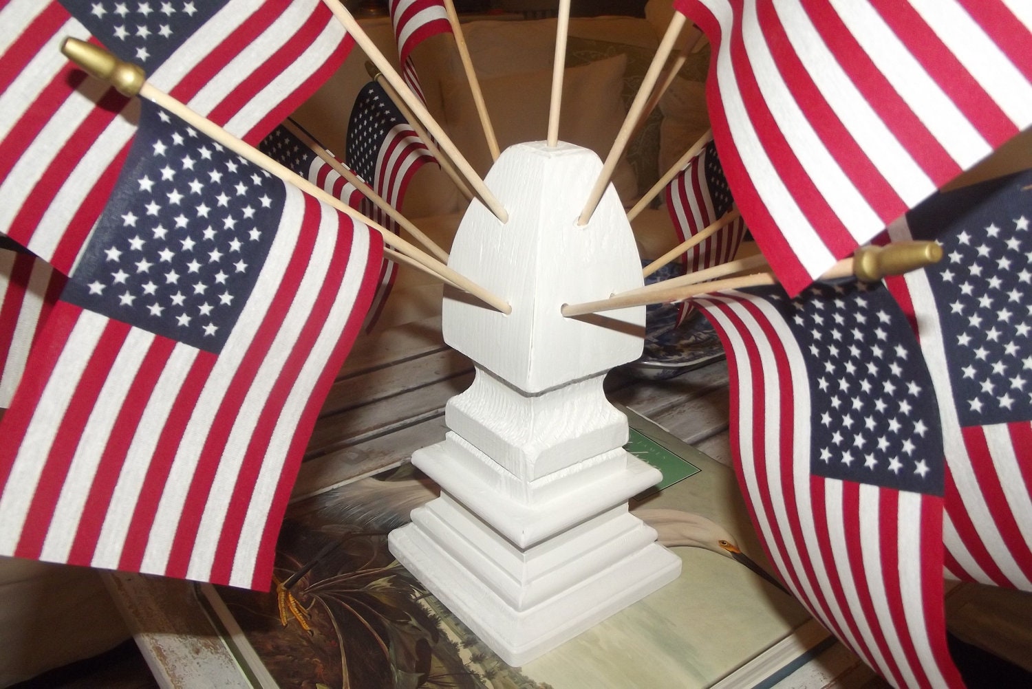 4th of July Flag Stand - 13 Flag Stand Centerpiece - flag holder - flag base - flag stand (USA flags included)