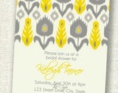 Mustard Yellow and Gray Ikat Shower PRINTABLE Invitation