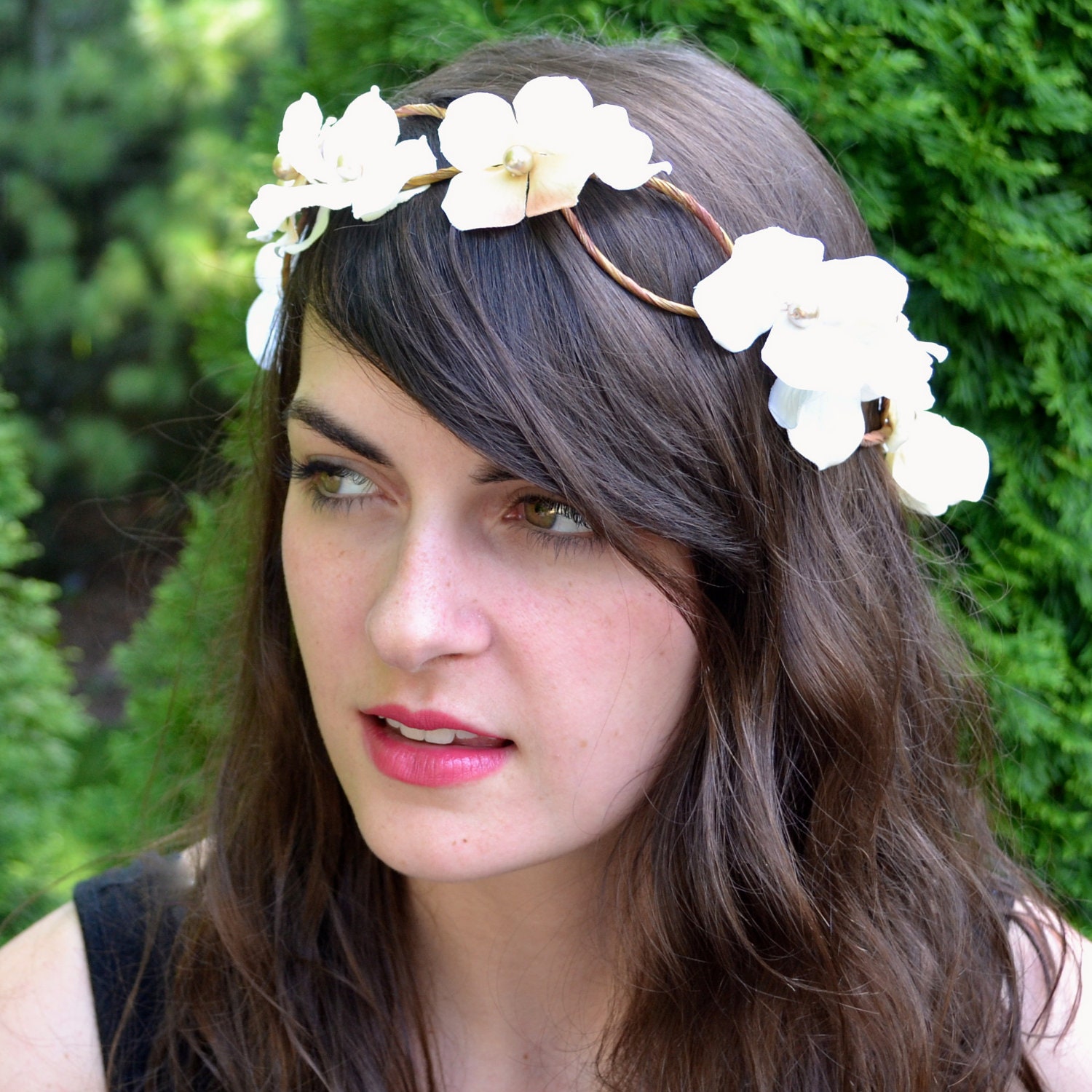 Creamy Ivory Flowers Bridal Hair Wreath for Women Handmade by Jill's Boutique on Etsy
