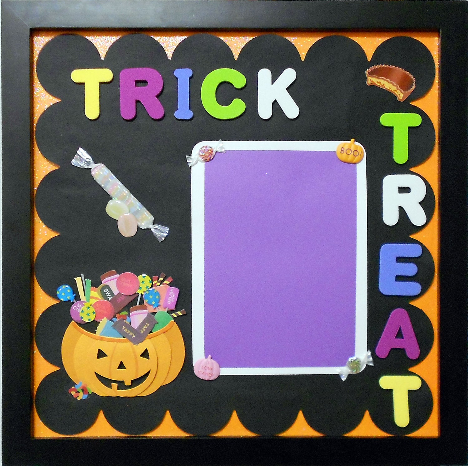 I LOVE CANDY Halloween Memory Album Page (Black Veneer Shadow Box Frame Sold Separately)