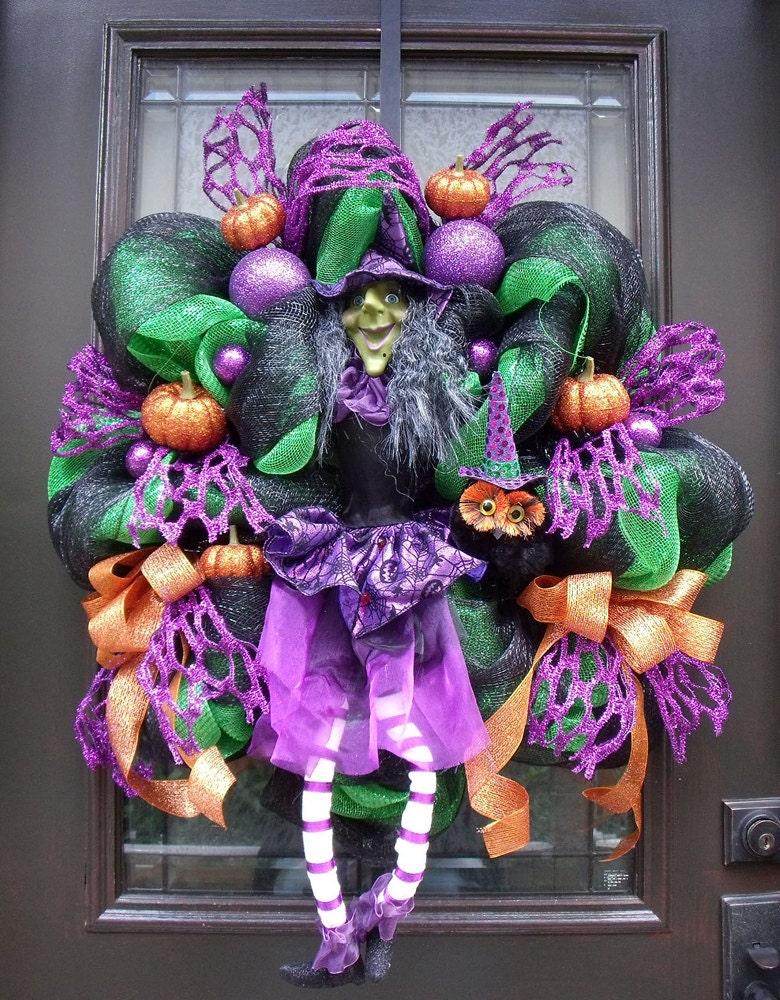 Deco Mesh Wreath, Witch Wreath, Halloween Wreath, Fall Wreath, Halloween Decor, Witch Halloween Wreath
