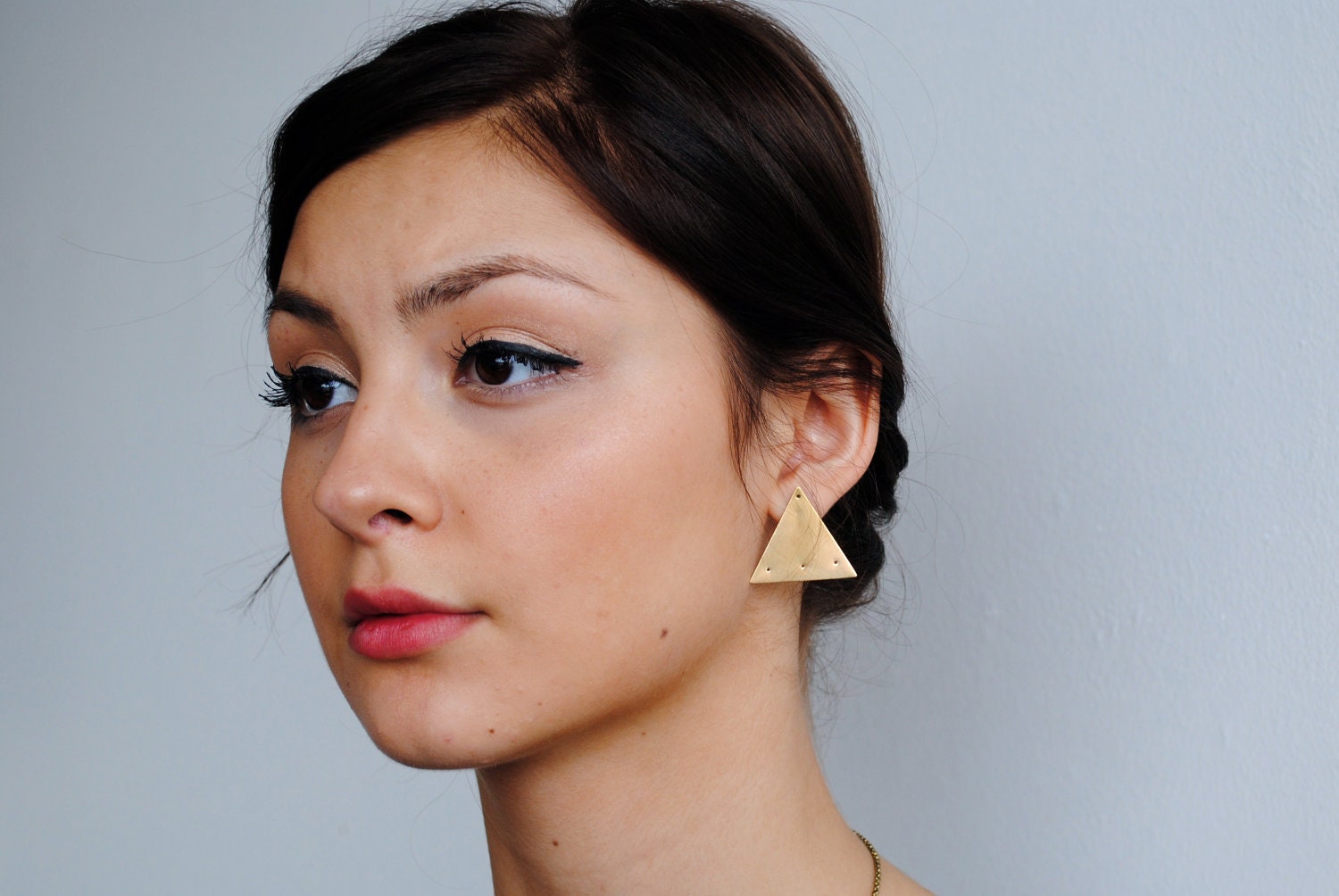 Triangle Post Earrings Brass with Sterling Posts 1B49