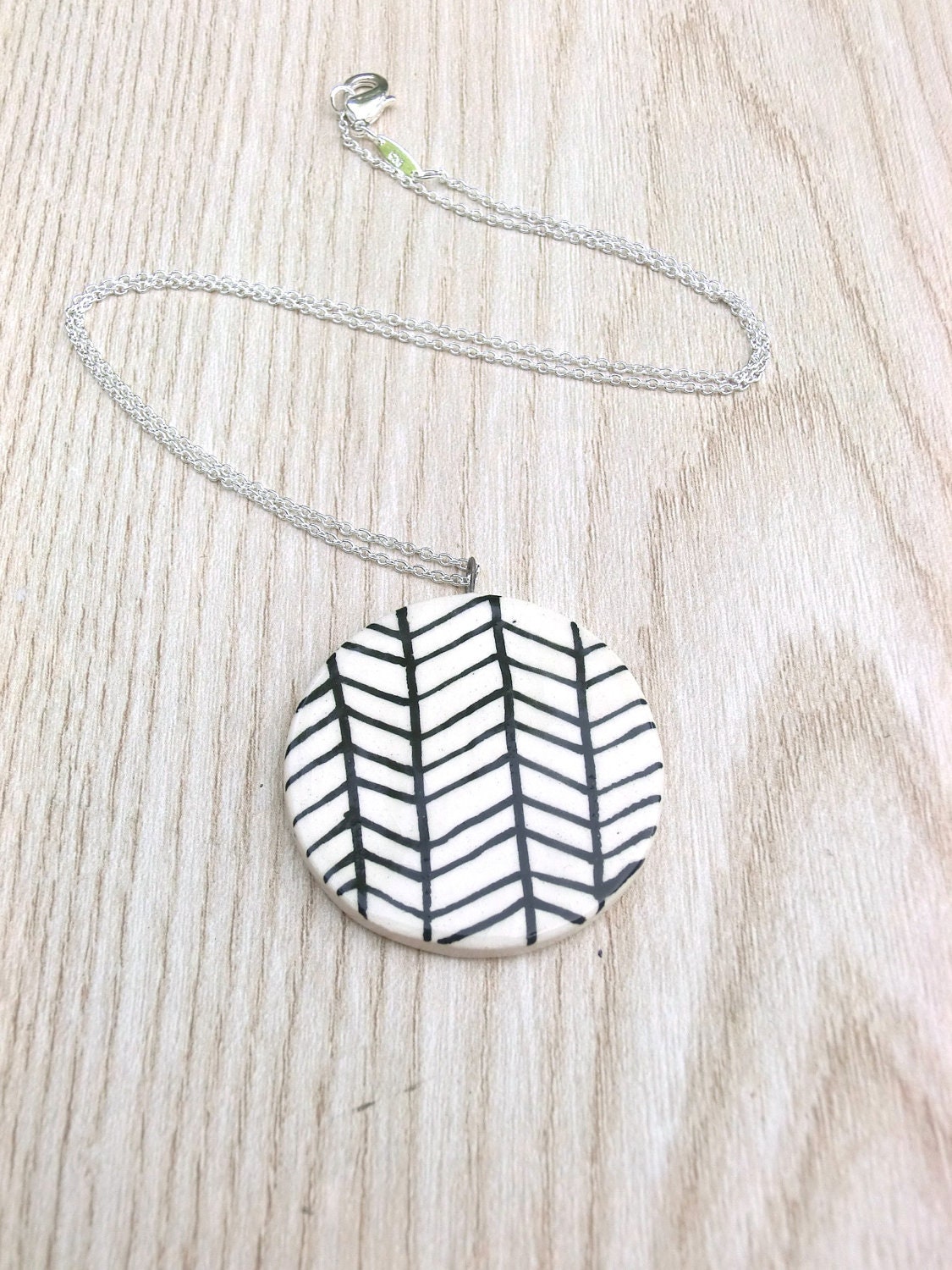 Chevron Herringbone Black and White Necklace