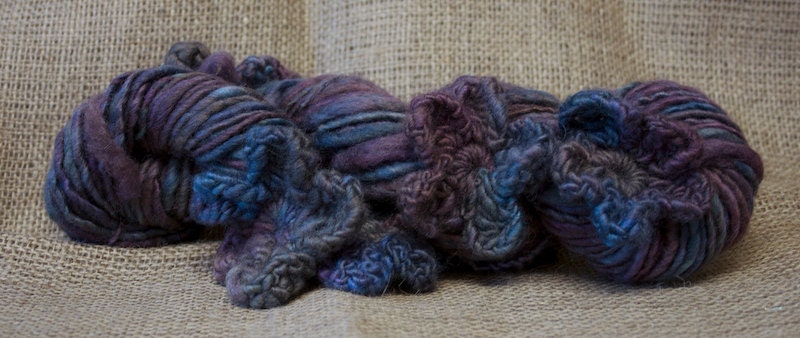 Flower Power Handspun Crocheted British Bluefaced Leicester Wool Art Yarn - 64Mtrs 70Yds
