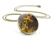 Anchor Locket Necklace, Seaworthy, Long Chain Necklace, Nautical Handmade Jewelry