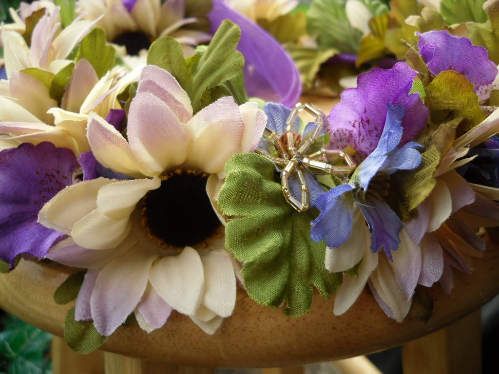Sunflowers in Purple Flower Crown/Renaissance Festival/Circlet/Wedding/Handfasting Circlet by TheReflectivePause.etsy.com