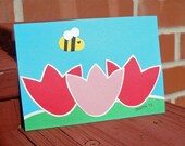 Original Miniature Paper Art Collage Bee with Tulips Il_170x135