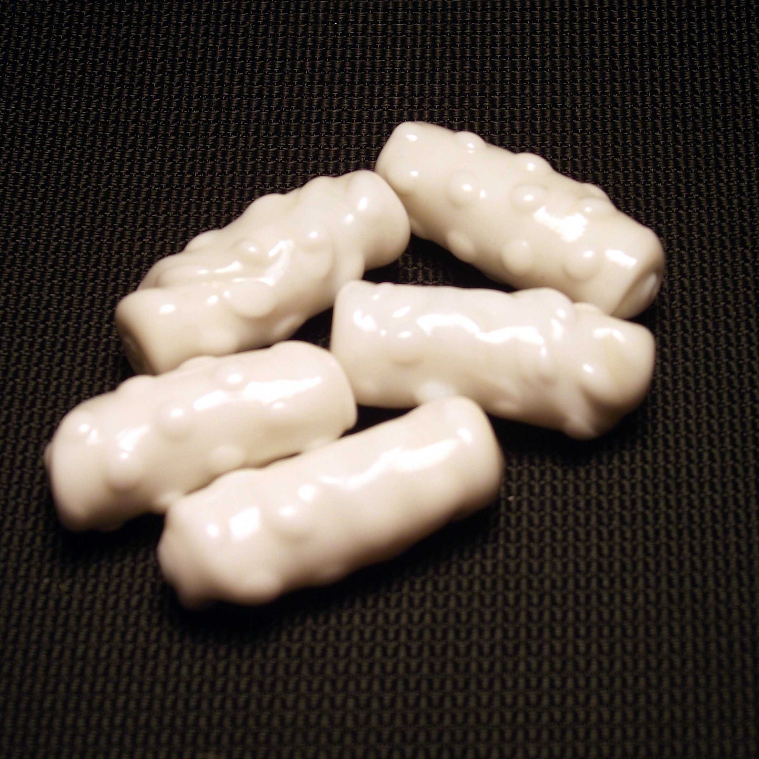 5 Vintage White Glass Beads DESTASH