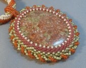 Autumn Jasper Beadwoven Pendant Necklace