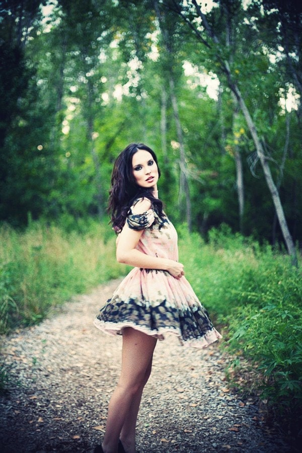 Paint Print Silk Chiffon A-Line Cotton Candy Dress in Pastel Tones