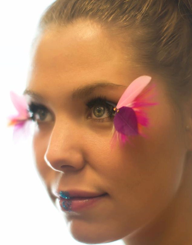 Pink and Purple Butterfly Wing Feather False Eyelashes