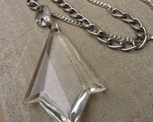 Repurposed Huge Vintage Chandelier Crystal Pendant Necklace - Womens Upcycled Jewelry Jewellery