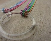 Repurposed Vintage Glass Circle Pendant with Multi Colored Chain - Womens Upcycled Jewelry Jewellery