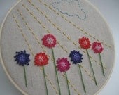 Embroidery Hoop Art Colorful Flowers Wall Art